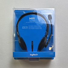 Logitech H111 Stereo Headset Boom Mic Wired 3.5mm Black 1.8m Headband picture