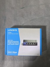 Linksys SE3005 5 Port Gigabit Ethernet Network Switch - Metal Case Black Blue picture