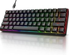 60% Mechanical Gaming Keyboard, Mixed Colors LED Backlit Brown Switch - Black picture