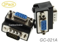 2Pack VGA HD15 Right-Angle 90-degree 15-Pin Male to Female Video Adapters picture