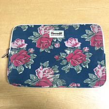 Laptop Computer Sleeve Canvaslife Rose Pattern Navy Background Padded 15”x10”  picture