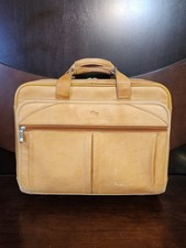 Solo Walker Leather Wheeled Catalog Laptop Briefcase Carry On Rolling Bag Tan picture