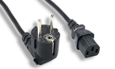 6ft Black European Schuko CEE7/7 to IEC320 C13 Angled Power Cord 16A 250V picture