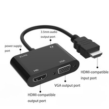 HDMI To HDMI + VGA Splitter 3.5mm Audio Video Converter Adapter For PC TV Laptop picture