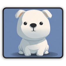 Cute White Puppy Gaming Mouse Pad | Cartoon Dog Illustration picture