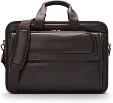 Solo New York Classic Leather Briefcase Portfolio, Espresso, Fits 15.6