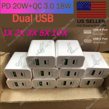 PD 20W USB-C Dual Port Adapter Wall Charger For iPhone 11 12 13 14 X SAMSUNG Lot picture