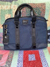 TUMI Alpha Bravo Slim Briefcase Navy Blue Laptop Bag Messenger Excellent Clean picture