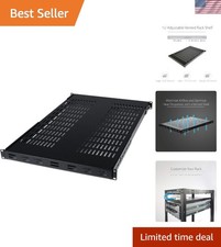 Heavy-Duty 1U Adjustable Rack Shelf - 27.6in Deep, Perfect for Server Equipment picture