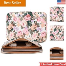 Laptop Sleeve 15.6 Inch Water Resistant Cotton Floral White Camellia Shockproof picture
