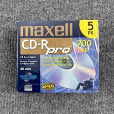 10 Pack Maxell CDR Media 24x 700MB 80min CD-R Pro 700 New Old Stock picture