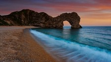 Landscape coast durdle door sea rock formation sunset Custom Gaming Mat Desk picture
