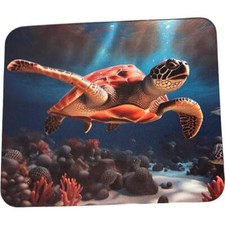 MOUSE PAD With Colorful Sea Turtle Swimming In The Ocean 7.75x 9.25 in Polyester picture