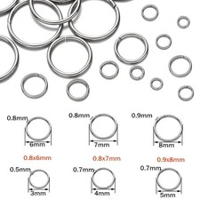 100-200pcs 4/5/6/78/9/10mm Stainless Steel Jump Rings Open Split Ring Connectors picture