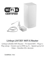 Linksys HomeWRK MX4300 Tri-band Wi-Fi 6 4.2Gbps LN1301 Router - White picture