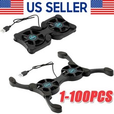 Dual USB Cooling Fan Pad Foldable Slim Fans Cooler Stand For Laptop Notebook LOT picture