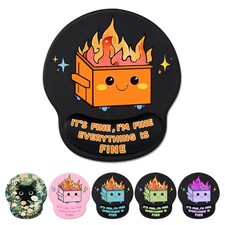 Ergonomic Mouse Pad with Wrist Support - Fun Dumpster on Fire Desk Decor picture