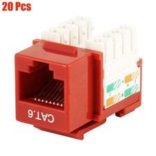 20 Pcs Cat6 RJ45 Network LAN Ethernet Keystone Jack 100 Punch Down Snap-in Red picture
