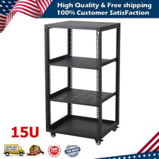 15U Heavy Duty Open Frame Network Rack with 4 Casters for IT & AV Gear Cabinet picture