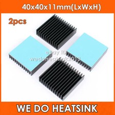 2pcs 40x40x11mm Black Anodized Aluminum Heatsink With Thermal Tape For CPU LED picture