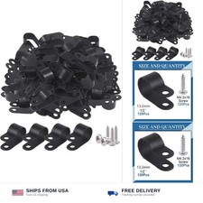 Glarks 120Pcs 1/2 Inch Black Nylon Screw Mounting R-Type Cable Clip Wire Clam... picture