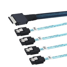 AoQhir OCuLink PCIe SAS SFF8611 4i to 4X SATA 7P Server Cable 12Gbps 32AWG 0.5M picture
