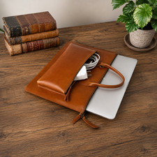 Luxury Leather Laptop Sleeve Bag – Handmade Office Briefcase for Men & Women picture