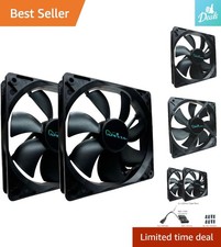 120mm 4pin & 3pin Silent Black Case Fan 2-Pack – Whisper Quiet & Efficient picture