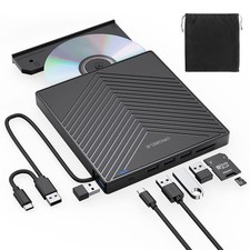 ORIGBELIE External CD DVD Drive, Ultra Slim 6-inch, 5.6-inch, 0.7-inch, Black picture