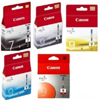 Set of 5 Genuine Canon 7 & 9 Inkjet Cartridges PGI-9 PGI-7 - SEALED BAG picture