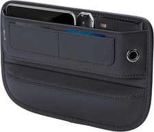 Universal Car Seat Gap Filler Organizer Leather Console Storage Card Slots Black picture