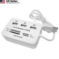 ERCRYSTO Card Reader and 3 Ports USB Hub, High 3-inch，2-inch, 1-inch, WHITE  picture