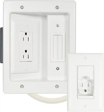 Sanus - In-Wall Cable Concealer Recessed Power Kit for Mounted TVs - White picture