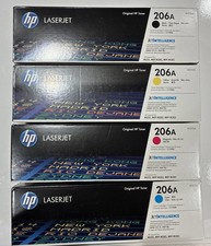 Genuine HP 206A Toner Set (4 Pack) Black Cyan Magenta Yellow W2110A - SEALED NEW picture