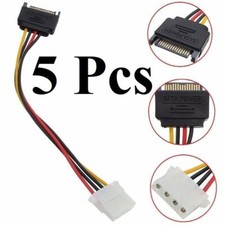 5Pcs IDE/Molex 4-Pin Male To Serial ATA SATA 15-Pin Female Power Adapter Cable picture