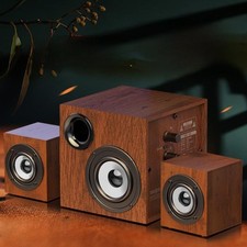 Computer Speaker with Subwoofer, Retro Wooden Bluetooth Speaker, Surround Sound picture
