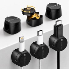 6Pcs Magnetic Rotatable Cable Clips, Cord Holder for Desk Nightstand picture