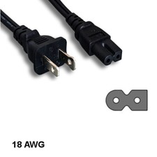 KNTK 10ft Polarized AC Power Cord NEMA1-15P to IEC60320 C7 18 AWG 10A 125V Cable picture