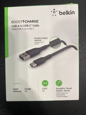 Belkin USB-A to USB-C Cable Black Braided Cable 3.3FT, New picture