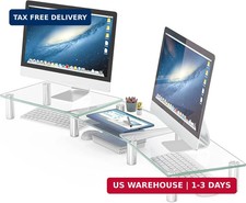 Hemudu Dual Monitor Stand -Adjustable Length and Angle Dual Monitor Riser, Deskt picture