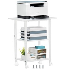 3-Tier Printer Stand, Industrial Mobile Printer Table with Storage Shelf and ... picture
