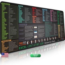 Pixiecube Excel Cheat Sheet Desk Pad Extended Large XL Gaming Mousepad picture