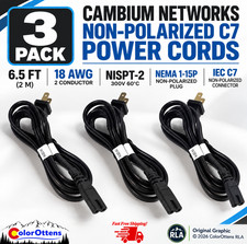 3 Pack Cambium N000065L003A 6.5ft IEC C7 Power Cord 18AWG NISPT-2 Non Polarized picture