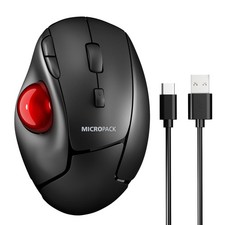 USB-C Wired Thumb Trackball Mouse Adjustable DPI Quiet Buttons Black picture