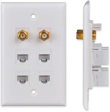 Ethernet & Coax Wall Plate Cat6 Coax Keystone Wall Plate With 4 Rj45 Ethernet Po picture
