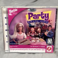 Vintage Mattel 1997 Barbie Party Print 'n Play CD-ROM PC Game picture