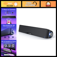 Bluetooth & AUX Desktop Computer Speakers, Wired & Wireless Sound Bar for PC picture