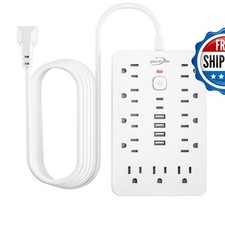 JouleLoom 6 FT Flat Plug Surge Protector Power Strip,11 Multiple AC Outlets 6 picture