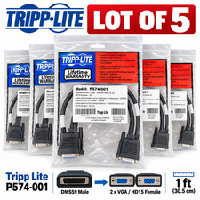 Lot of 5 Tripp Lite P574-001 DMS59 Male to Dual VGA HD15 Female Splitter 1ft picture