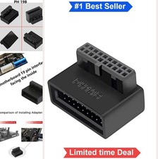 USB 3.0 90 Degree Motherboard Adapter 19 20 Pin Male to Female PH19B Down Angle picture
